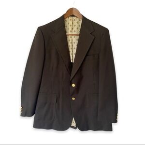 Vintage JC Penney Blazer Jacket Sport Coat Brown with Gold Buttons 46 L‎